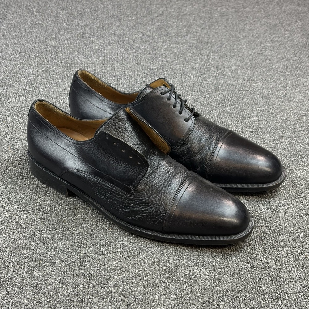 Classic Mezlan Alberta Men's 10M Black Leather Oxford Cap Toe Dress Shoes